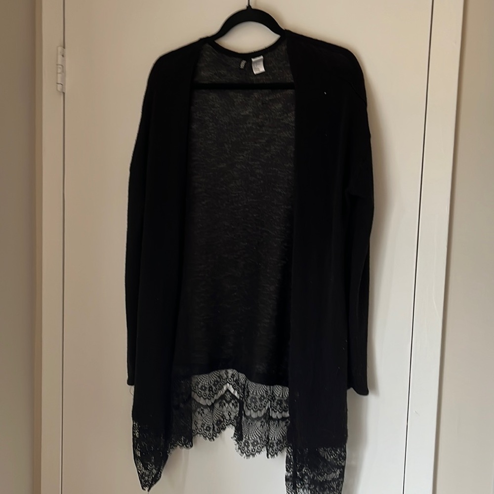Black H&M Lace Hem Cardigan